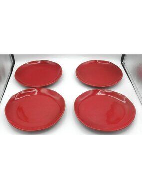 Waechtersbach FreeStyle 8.5 In. Red Salad Plates Freeform Organic Edge Set of 4